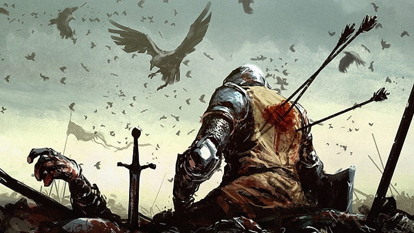 warrior medieval blood arrows birds battlefields , Medieval Computer HD wallpaper