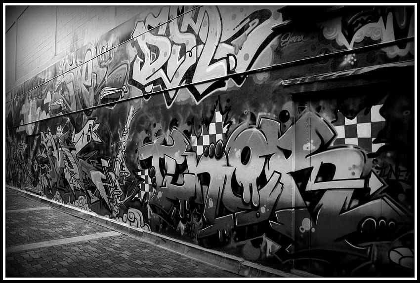 Graffiti czarno-białe tło Tapeta HD