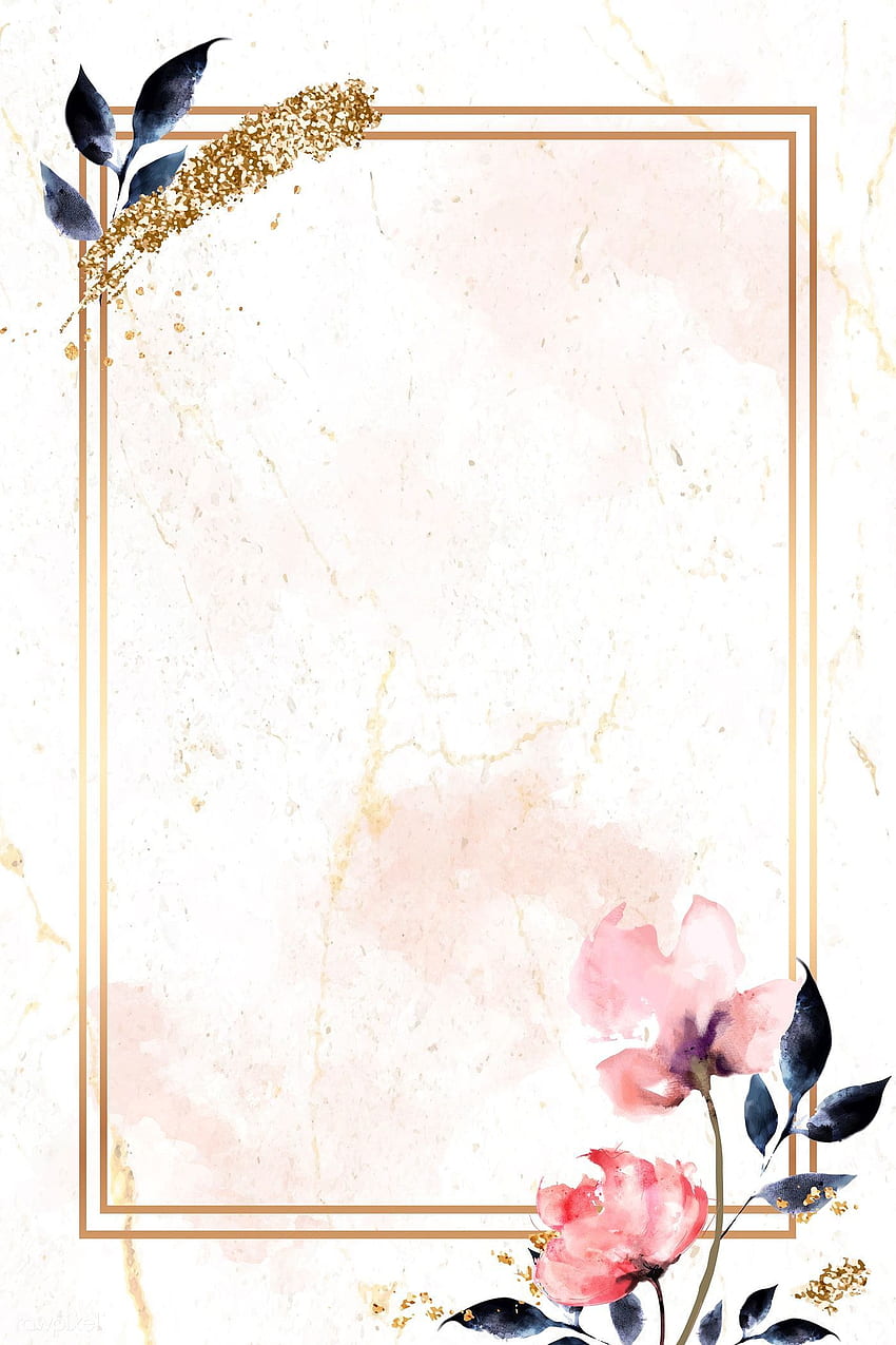premium vector of Golden rectangle with floral frame vector 936995. Flower background , Framed , Floral background HD phone wallpaper