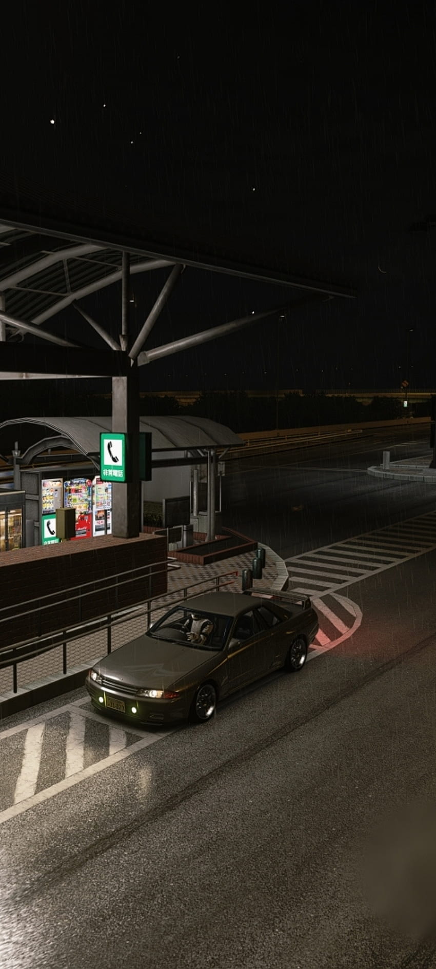 Nissan Skyline GTR R33, 自動車照明, 雨, スカイライン gtr, assetto corsa, 夜, mbd_design, 首都高速道路, ゴジラ HD電話の壁紙