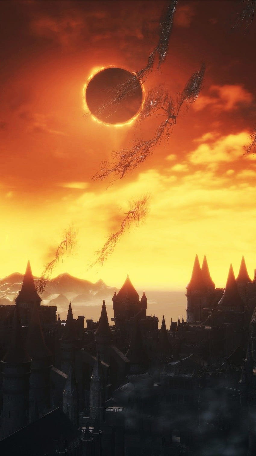 Dark Souls III, Eclipse, Castle, Sky, Dark Souls iPhone HD-Handy-Hintergrundbild