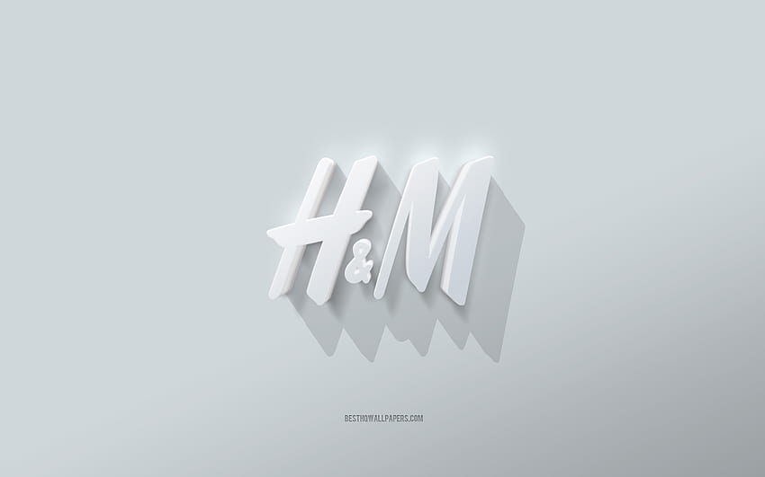Logo HM, latar belakang putih, logo HM 3d, seni 3d, HM, lambang HM 3d, Hennes Mauritz Wallpaper HD