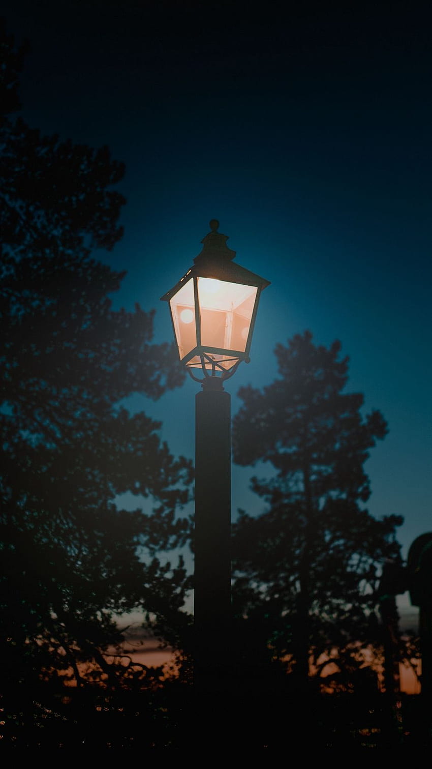 lantern, night, pillar, light HD phone wallpaper