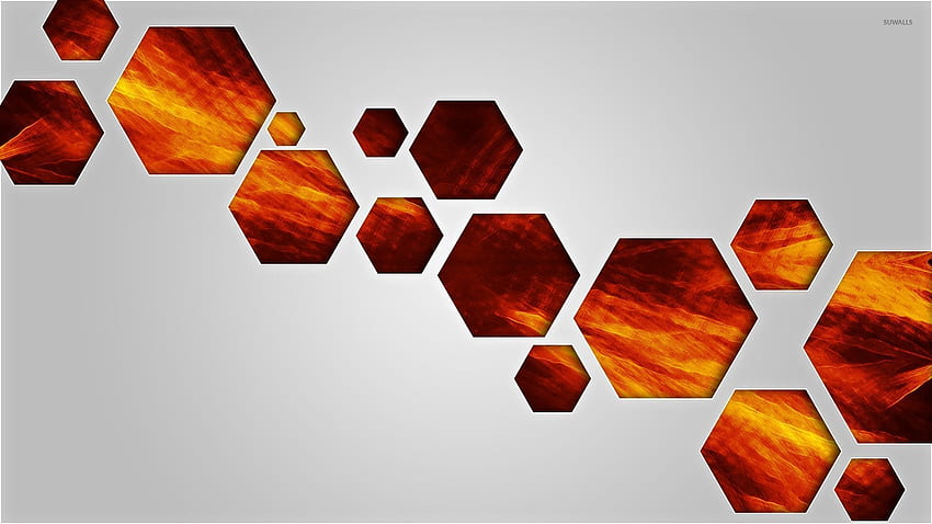 Orange hexagons - Digital Art HD wallpaper