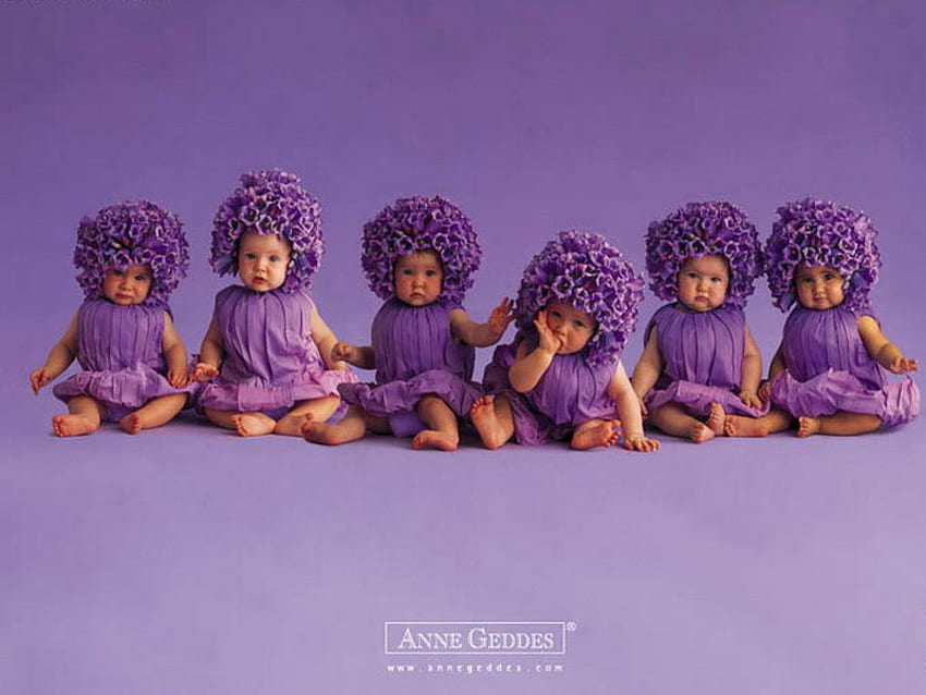 紫の子供、子供、アン・ゲデス、紫、花 高画質の壁紙
