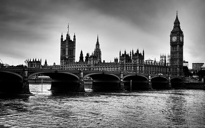 London Schwarz-Weiß-Auflösung in hoher Qualität. Hintergrund, dunkles London HD-Hintergrundbild