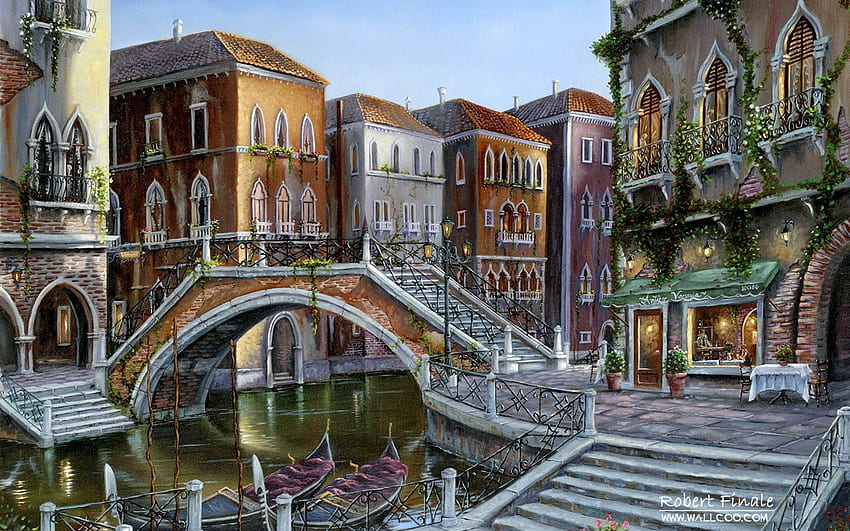 Venise - Robert Finale. Peinture de paysage urbain, Le marchand de venise, Peinture Fond d'écran HD