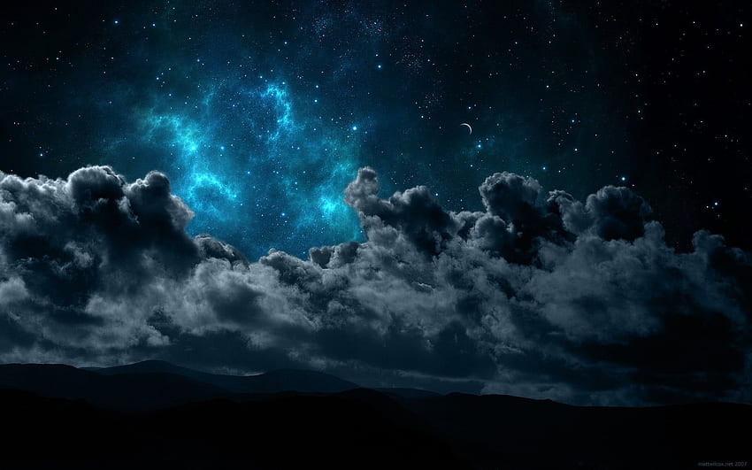 夜空、宇宙、星、雲、夜。 フレア、雲のある夜空 高画質の壁紙