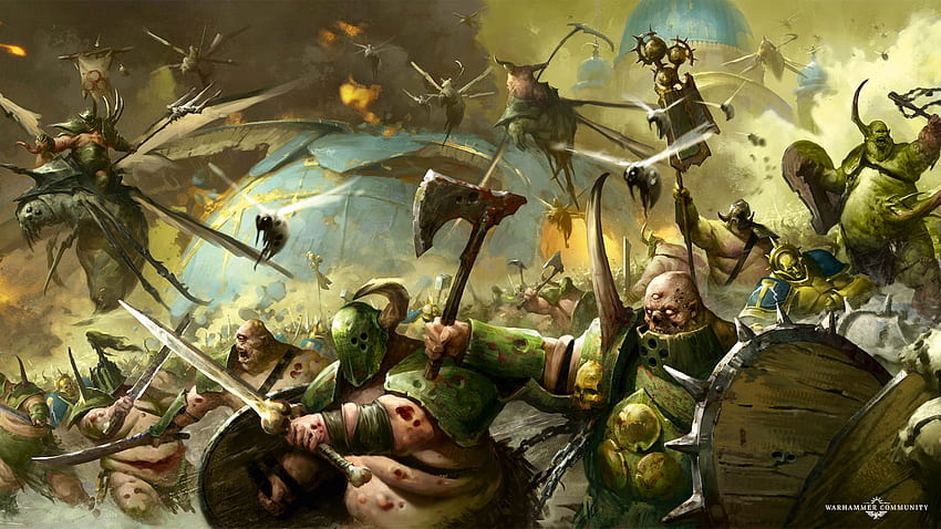 Игри Pusgoyle Blightlords Warhammer Age Sigmar Maggotkin of Nurgle AoS Afflictions Играчки и хобита HD тапет