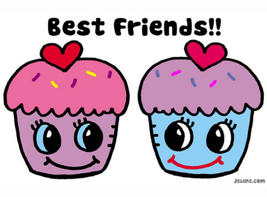 Cute Best Friend, Cute Cartoon Cupcakes HD wallpaper