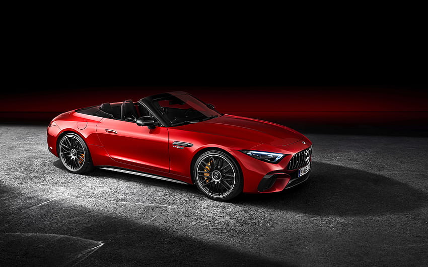 2022, Mercedes-AMG SL63, , tampilan depan, eksterior, SL63 merah baru, konvertibel merah, mobil Jerman, Mercedes Wallpaper HD
