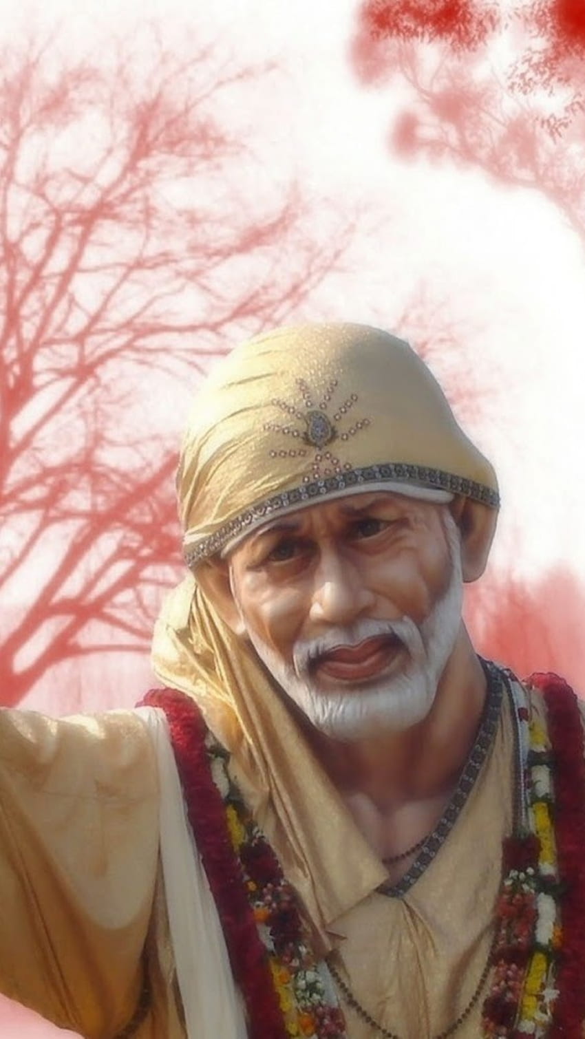 Sai Baba Live, Red Nature, Background HD phone wallpaper | Pxfuel