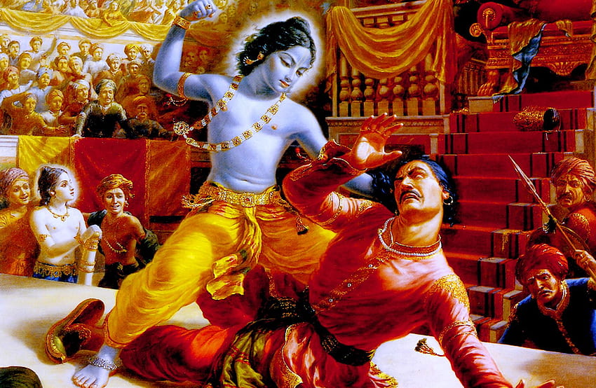 Krishna And Kans Painting HD wallpaper