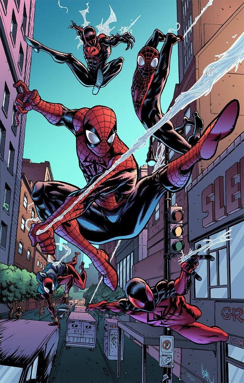 SpiderMan Comic Books Scene Wallpaper for Phone