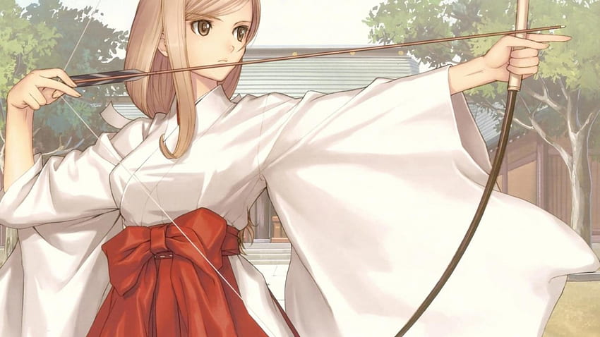 archer girl, girl, kimono, anime, manga HD wallpaper