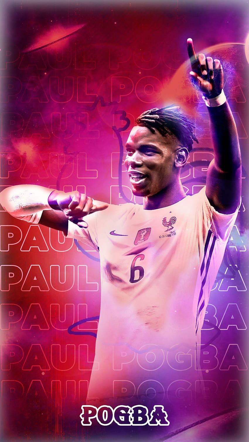 Paul Pogba, vermelho, frança, futebol, azul Papel de parede de celular HD
