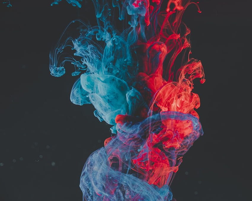 илюстрация на син и червен дим, черен червен дим HD тапет