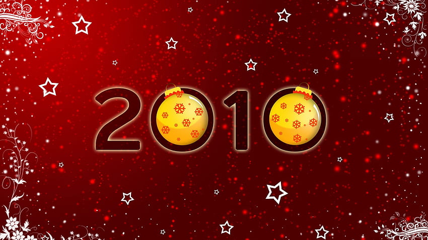 Christmas 2010, christmas, red, stars, gold, 2010, xmas HD wallpaper