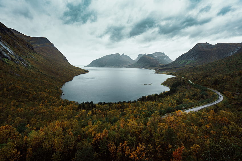 자연, 산, 위에서 보기, 호수, 베르크, 노르웨이 HD 월페이퍼