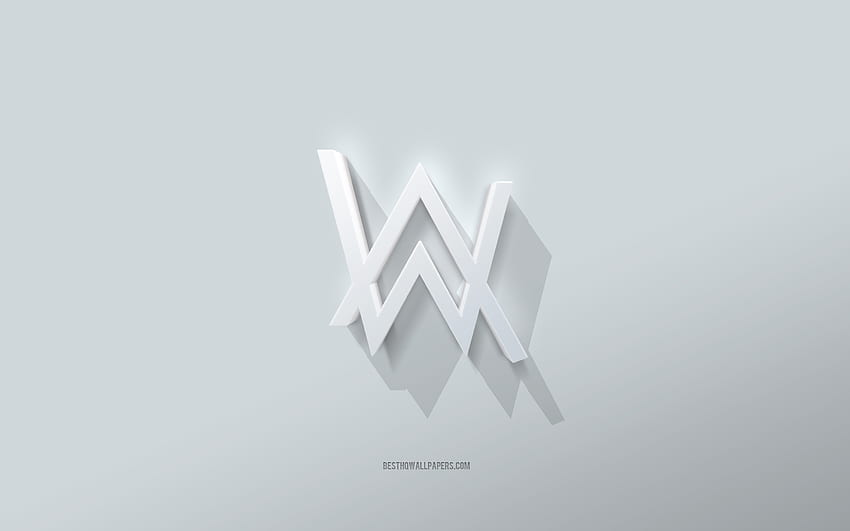 Logotipo de Alan Walker, blanco, logotipo 3d de Alan Walker, arte 3d, Alan Walker, emblema 3d de Alan Walker fondo de pantalla