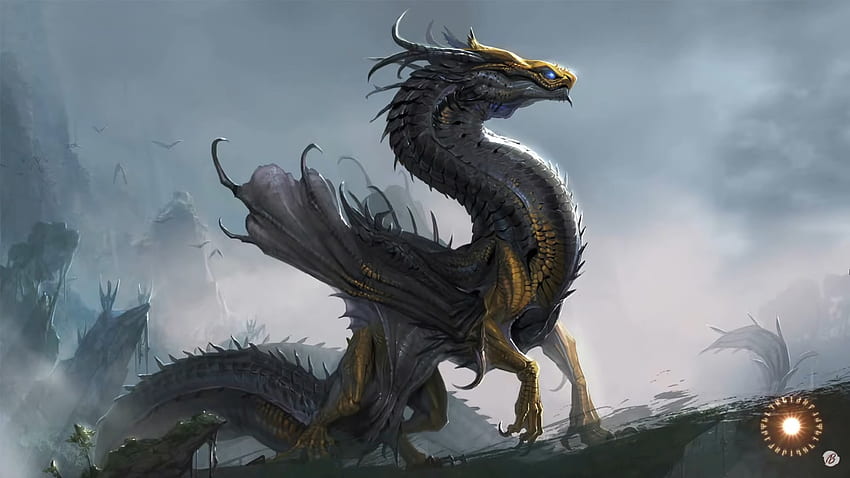 Magic Dragon Nimrodosrus The Grey Miyey, dragon, magic dragon, large dragon, big dragon, dragon posing HD wallpaper