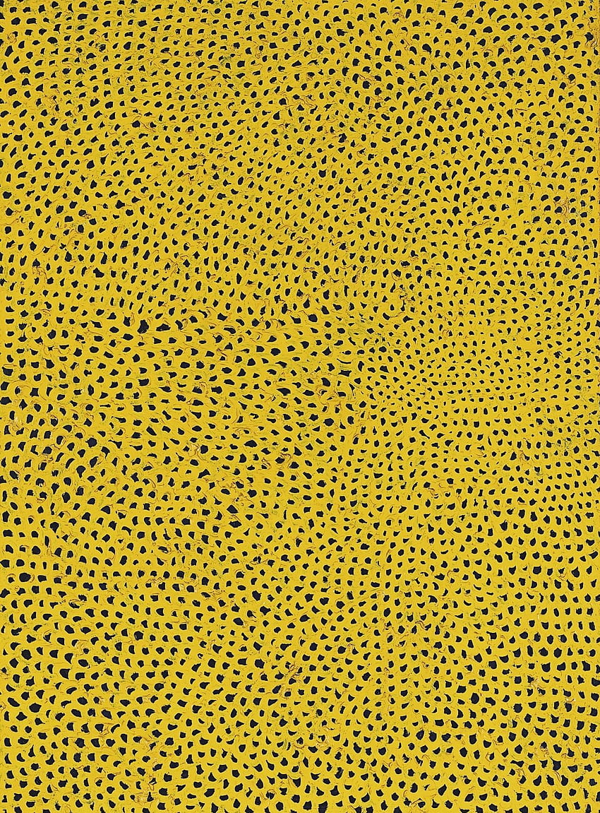 Jimlovesart: „Yayoi Kusama Netz Nr. 2, Gelb, 1960“. Stoffmuster-Design, Musterkunst, Musterdesign-Inspiration HD-Handy-Hintergrundbild