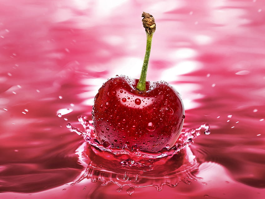 Water, Sweet Cherry, Food, Cherry, Drops, Berries HD wallpaper