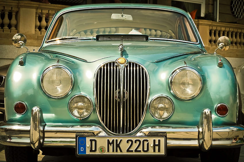 automobile, automotive, bumper, car, classic, Old Jaguar HD wallpaper