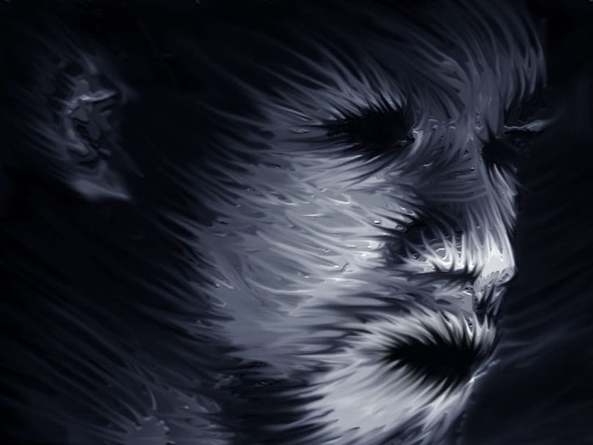 From the Dark Depths, scary, art, evil, monster, 3d, cg, black and white, face, horror, creature, beast HD wallpaper