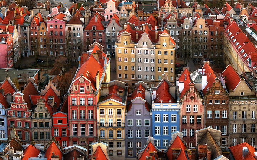 Danzig, Polen, Antenne, Danzig, Häuser, Polen HD-Hintergrundbild