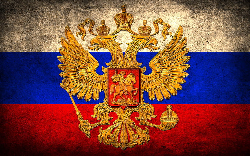Herb Rosji dwugłowy orzeł flaga, rosyjska flaga Tapeta HD
