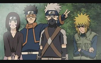 hatake kakashi, namikaze minato, uchiha obito, and nohara rin (naruto and 1  more) drawn by mtmting