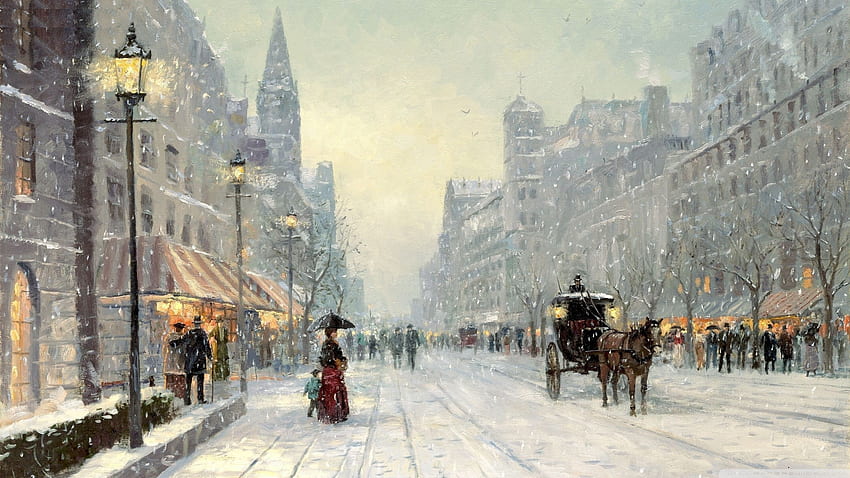 Winter Promenade Painting ❤ for Ultra, Renoir Paintings for HD wallpaper