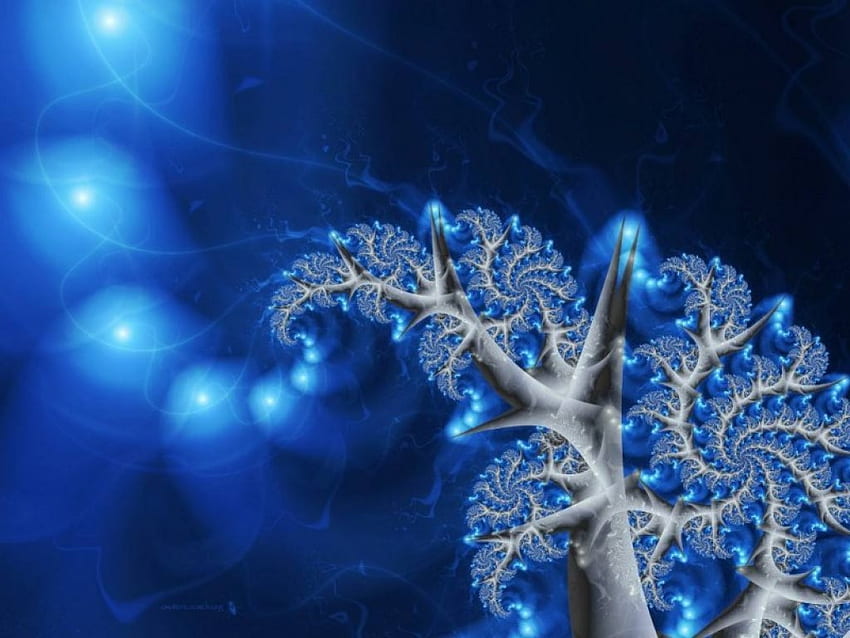 Blue Icicles, blue, fractal, lights, icicles HD wallpaper