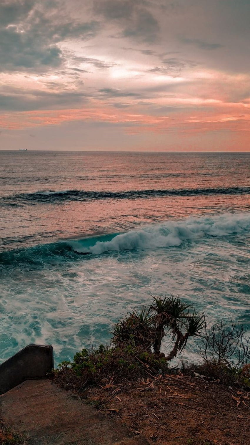 Atardecer, playa, cielo, mar Sfondo del telefono HD