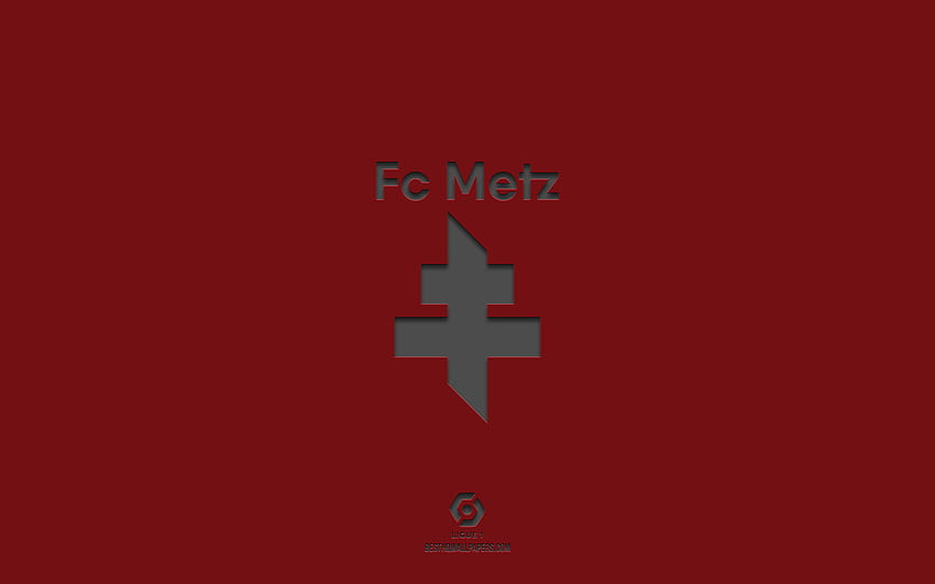 FC Metz, weinroter Hintergrund, französische Fußballmannschaft, FC Metz-Emblem, Ligue 1, Metz, Frankreich, Fußball, FC Metz-Logo HD-Hintergrundbild