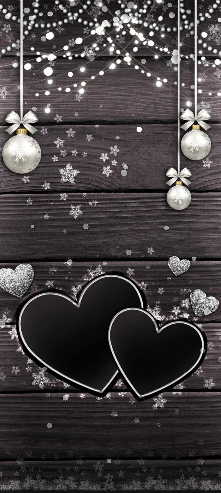 Romantic black Heart, love, beautiful, diamond, graph, star, white, balls,  wooden, luxury, valentine HD phone wallpaper | Pxfuel