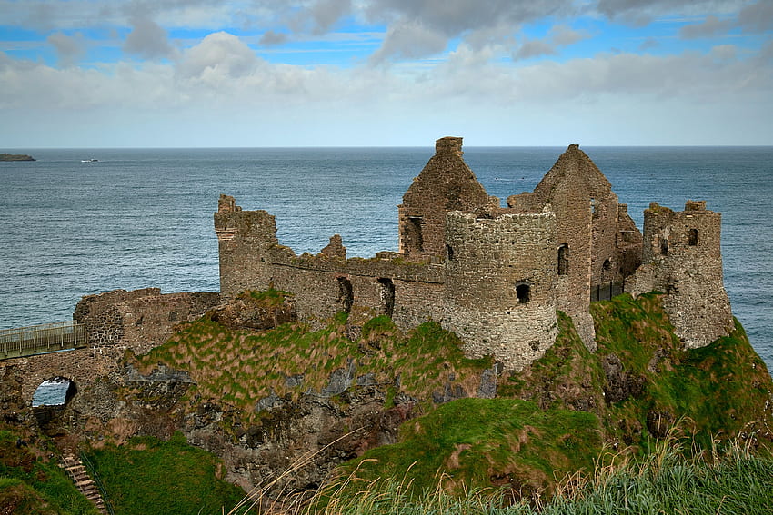 Ruins of Dunluce Castle, Ireland, medieval, castle, ireland, ruins HD wallpaper