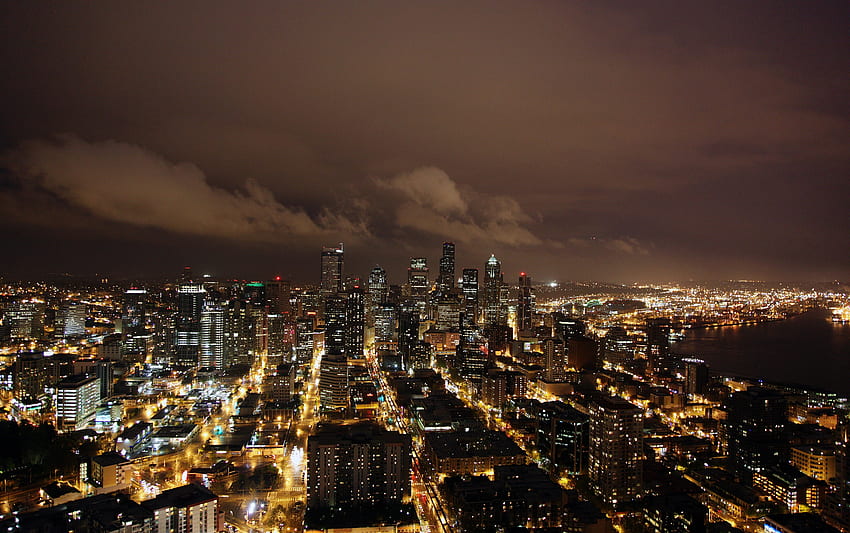 Nacht, Stadt, Gebäude, Wolkenkratzer, dunkel HD-Hintergrundbild