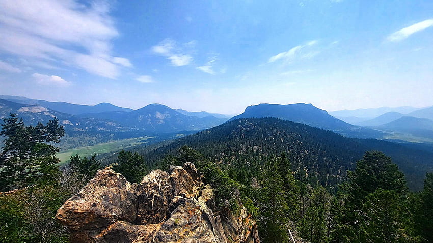 Trail Ridge Road, Colorado, Bäume, Landschaft, Himmel, Wald, Felsen, USA HD-Hintergrundbild