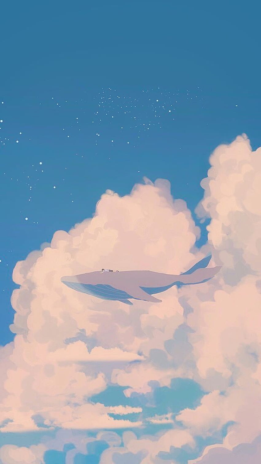 Whale, Dream, Sky, Art, Pixel HD phone wallpaper