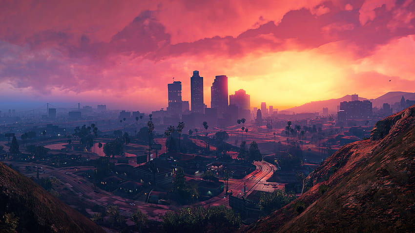Grand Theft Auto V City Sunset Cenário [upaper] :, Grand Theft Auto Online papel de parede HD