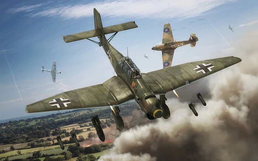Airfix A03087 Junkers Ju87 B 1 Stuka. Luftfahrtkunst, Flugzeugkunst, Flugzeuge des Zweiten Weltkriegs HD-Hintergrundbild