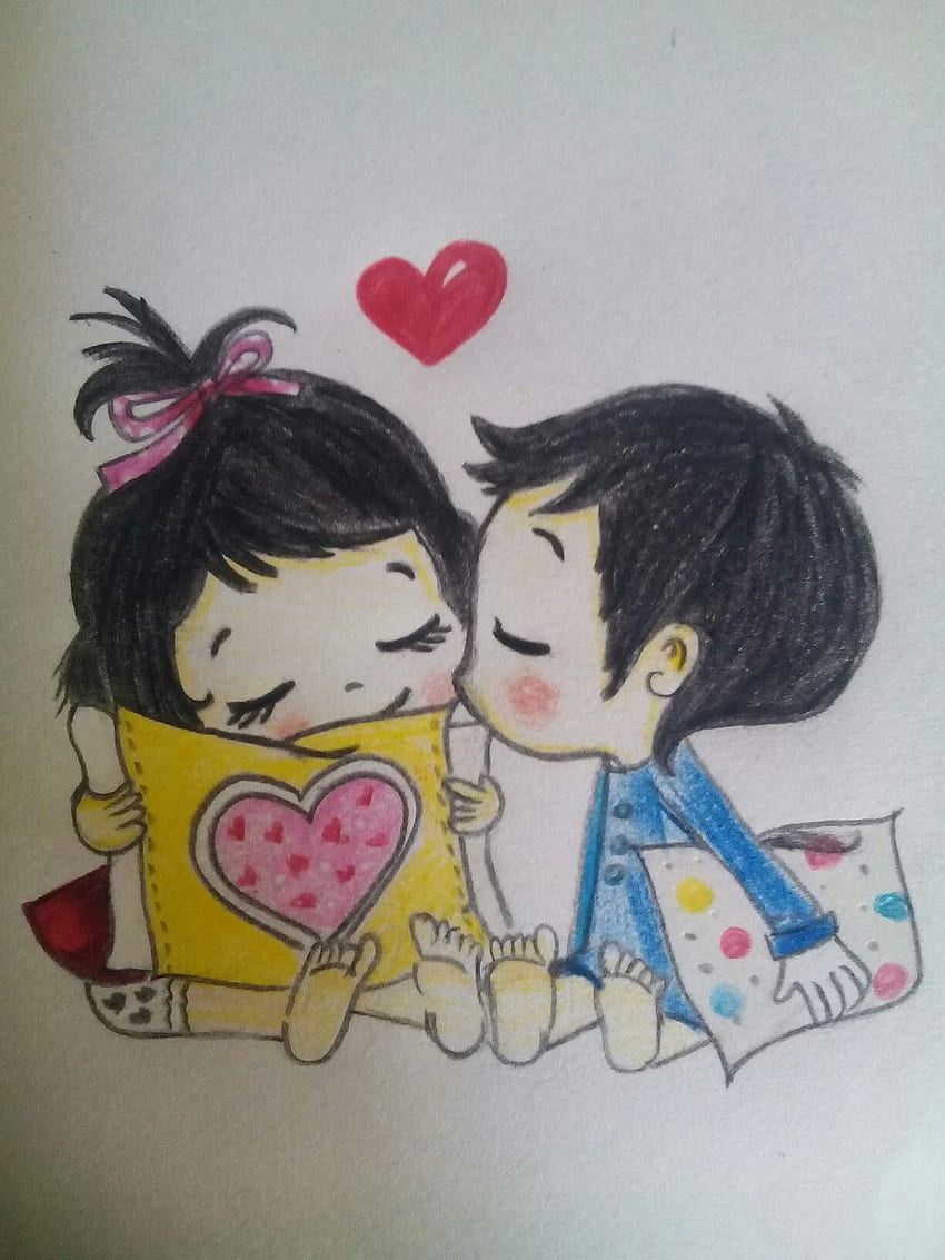 Colour Sketch Romantic Love Couple Full - Cute HD phone wallpaper | Pxfuel