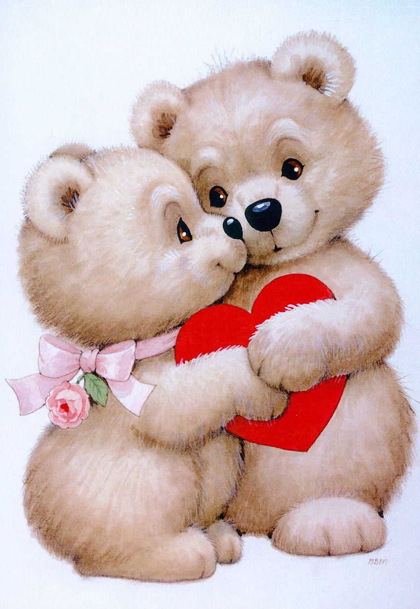 Hug And Luv Miś, przytulanie niedźwiedzi Tapeta na telefon HD