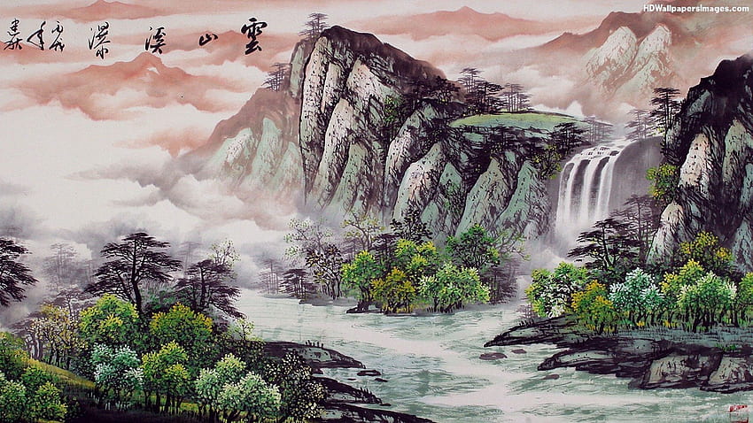 Dipinti di paesaggi giapponesi, disegno di paesaggi giapponesi Sfondo HD