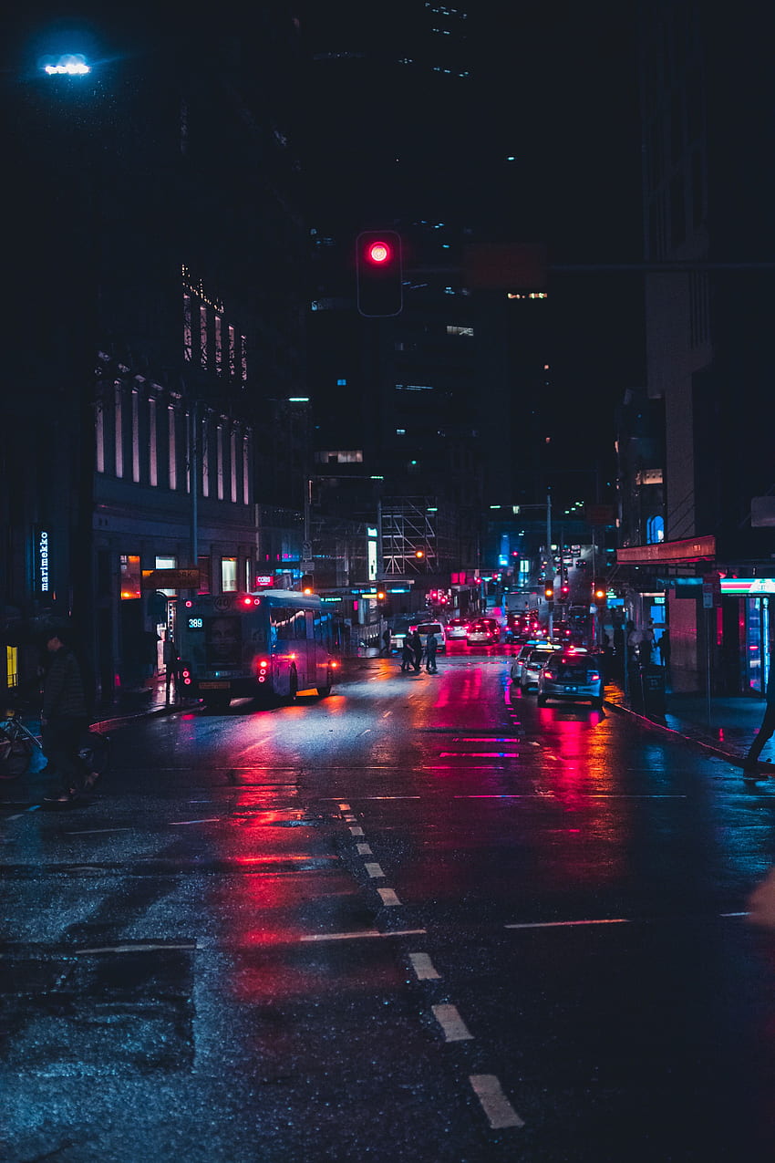 Ciudades, Sídney, Movimiento, Tráfico, Ciudad de noche, Iluminación, Calle, Iluminación, Australia fondo de pantalla del teléfono