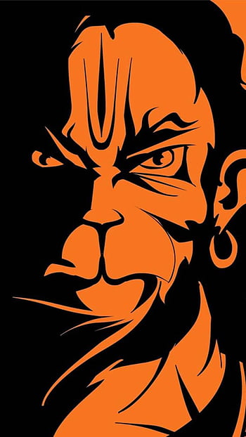 Hanuman God, Bajrangbali, Hindu god line art logo design for print