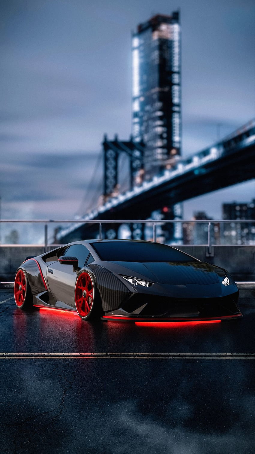 Lamborghini, schnell, Auto, Superauto, Tuning-Auto, Italienisch, Lambo, Brücke HD-Handy-Hintergrundbild