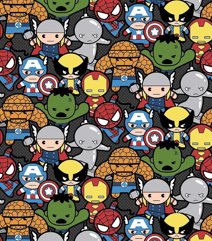 Tecido de algodão Marvel Kawaii. Super-herói, Tecido de super-herói, Marvel, Padrão Marvel Papel de parede de celular HD